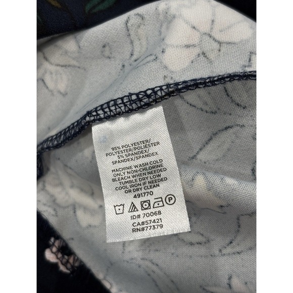 Ann Taylor Floral Sleeveless Top M Navy Tie Front Blouse Career Office Romantic - Picture 5 of 7